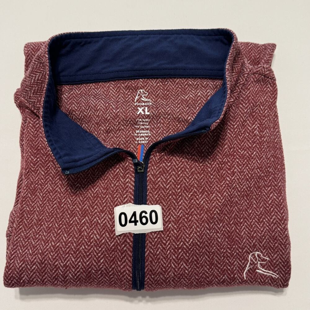 Rhoback Performance 1/4 Zip Pullover XL Men's Herringbone Red